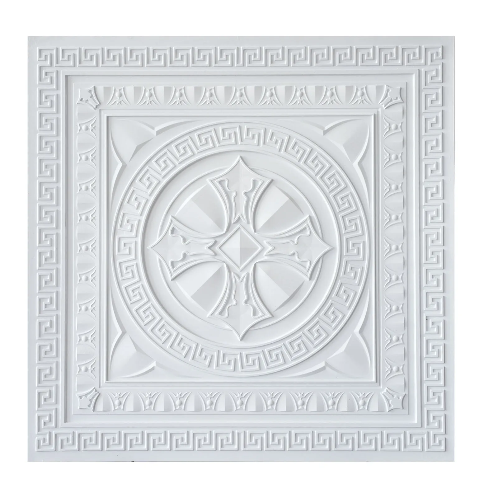 Vintage Embossed Tin Ceiling Tiles Easy to Install PVC Panels for Cafe Club PL01 White matte 10tiles/lot