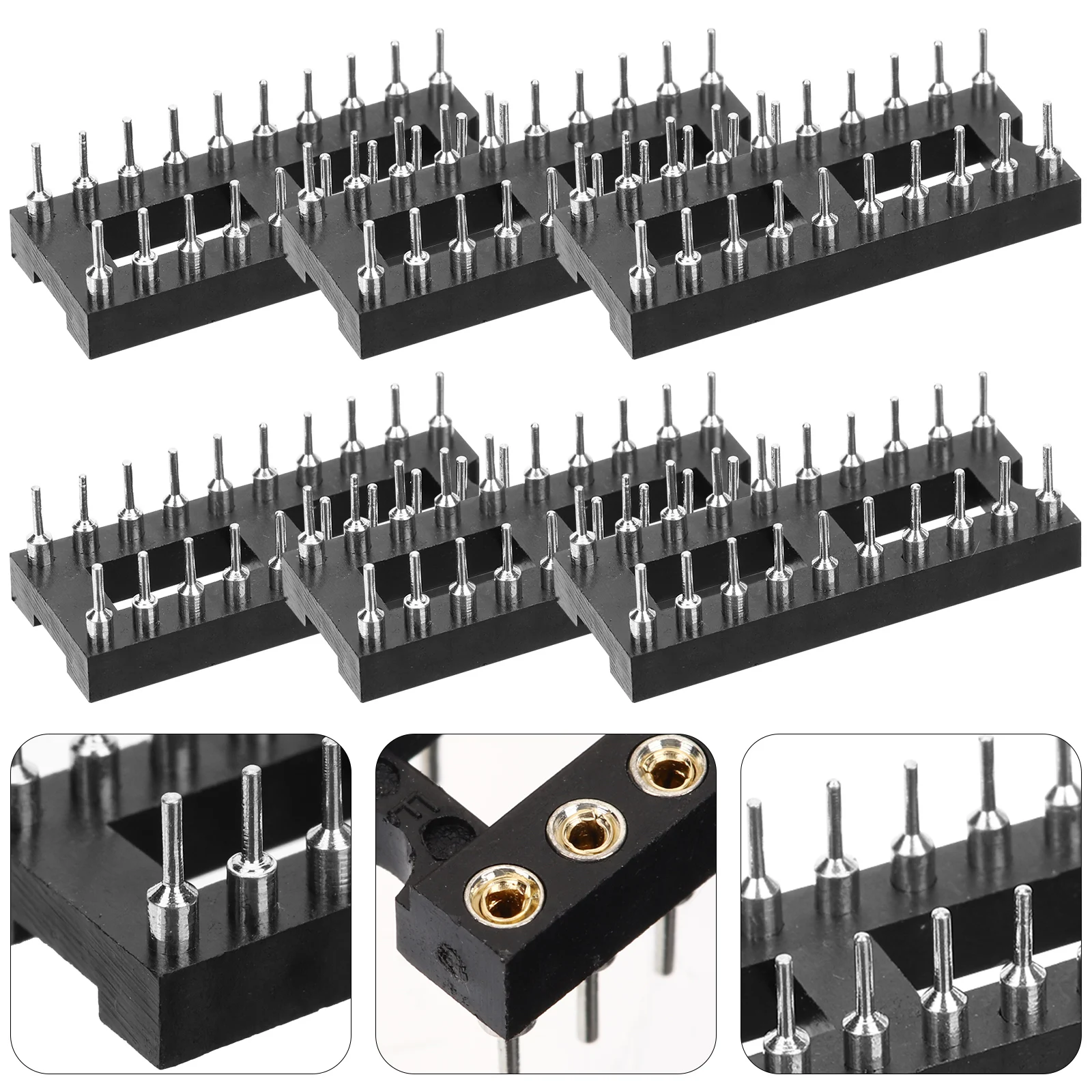 

6pcs IC Solder Type Integrated Circuit Sockets Dual Row DIP Connectors 20pin IC Adaptor Breadboard PCB Assembly Electronics