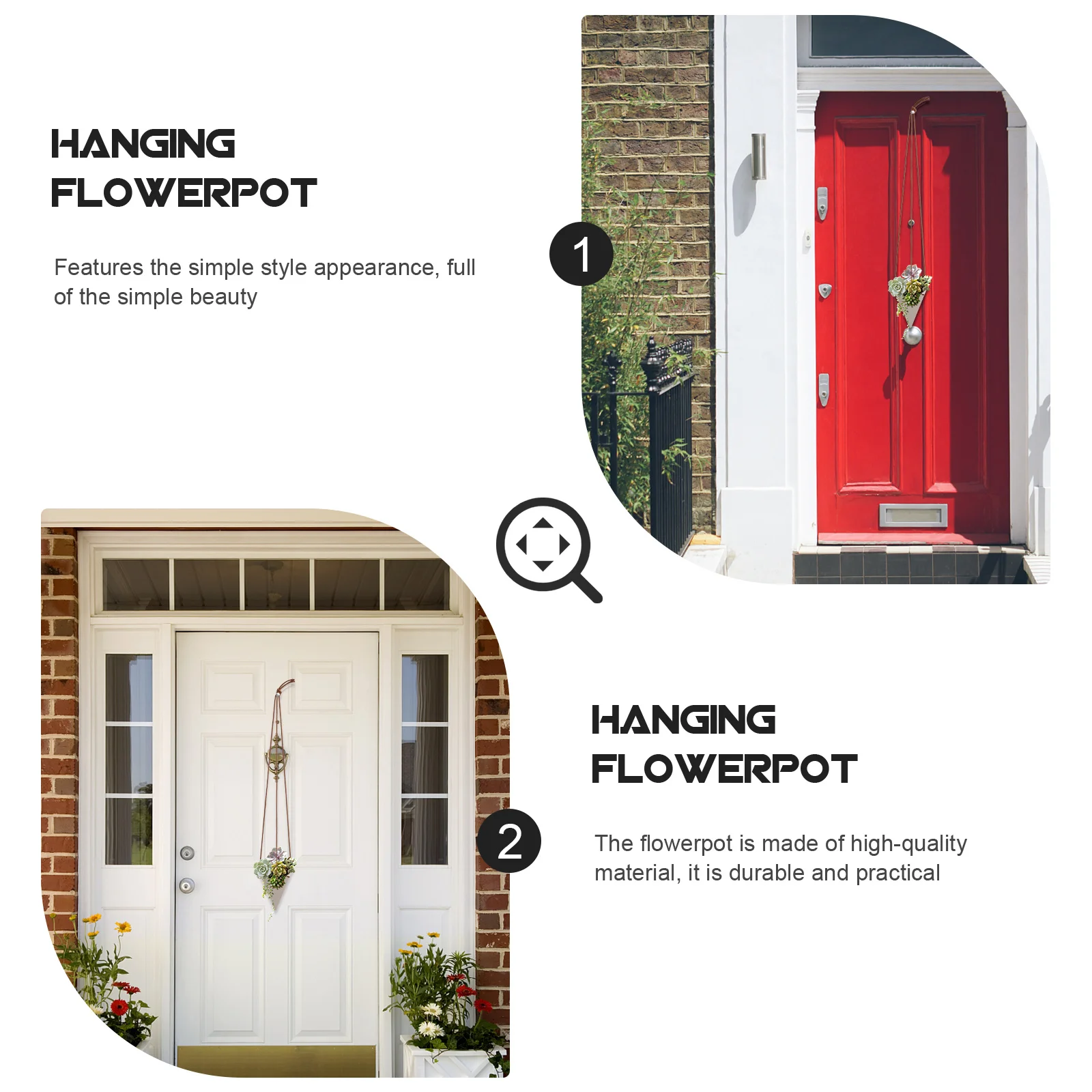 

2Pcs Simple Style Hanging Flowerpot Durable Plant Pot Suitable for Succulents Small Flowers Home Office