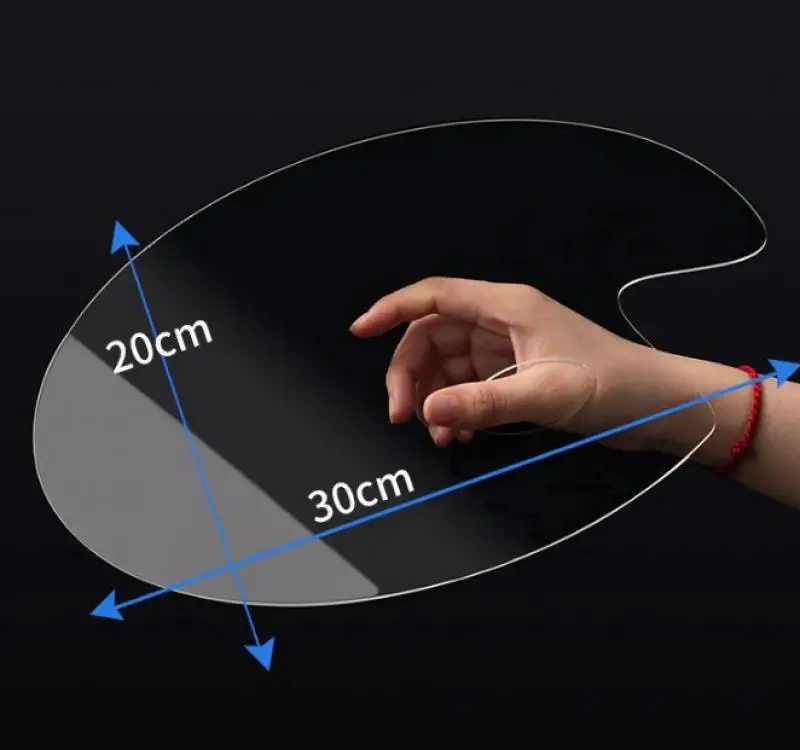 Paleta transparente de acrílico para pintura al óleo, suministros de arte para estudiantes, fácil de limpiar, 1 unidad