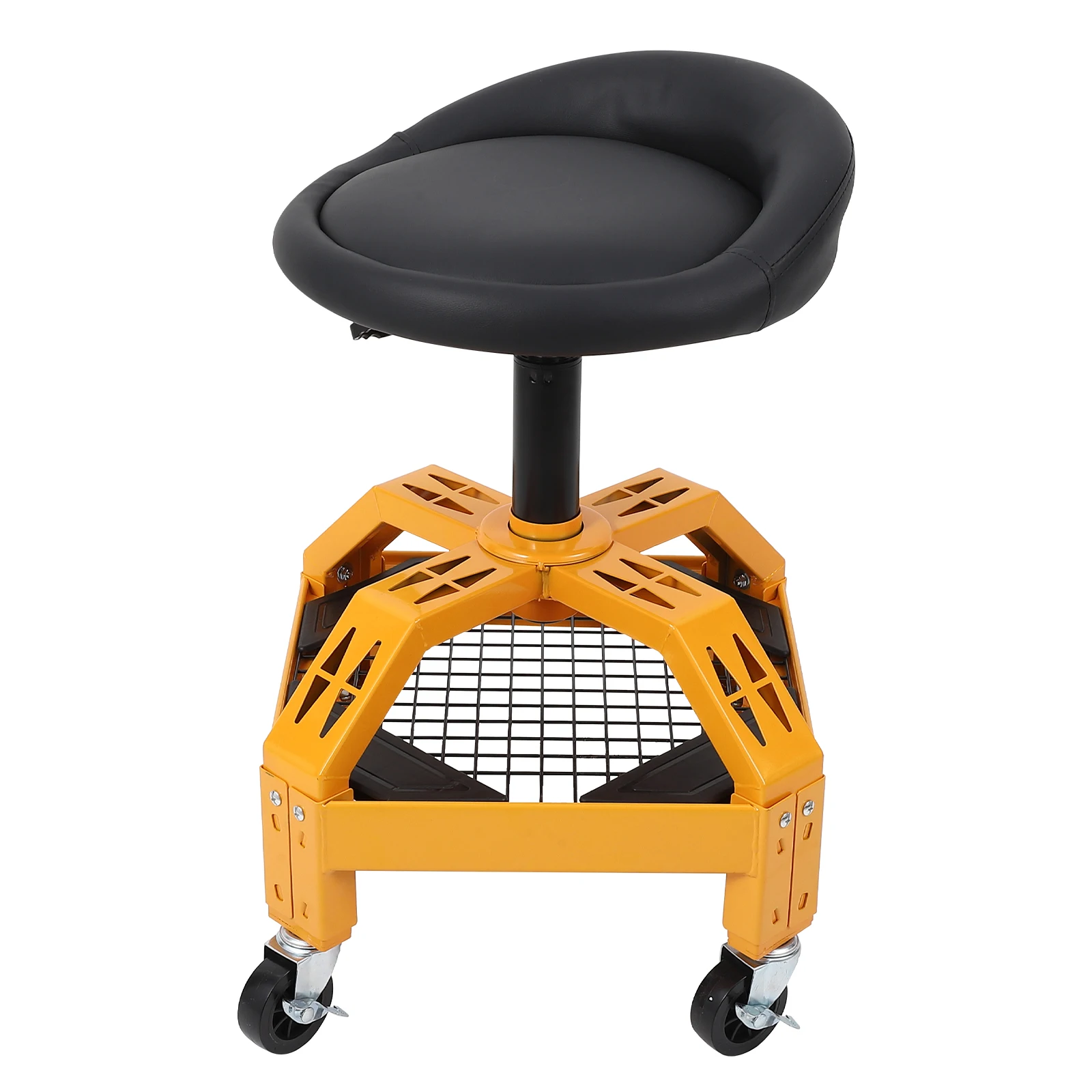 

1 Steel + Rubber + Sponge Low Back Bar Seat Single Layer Mesh Frame Rolling Garage Stool