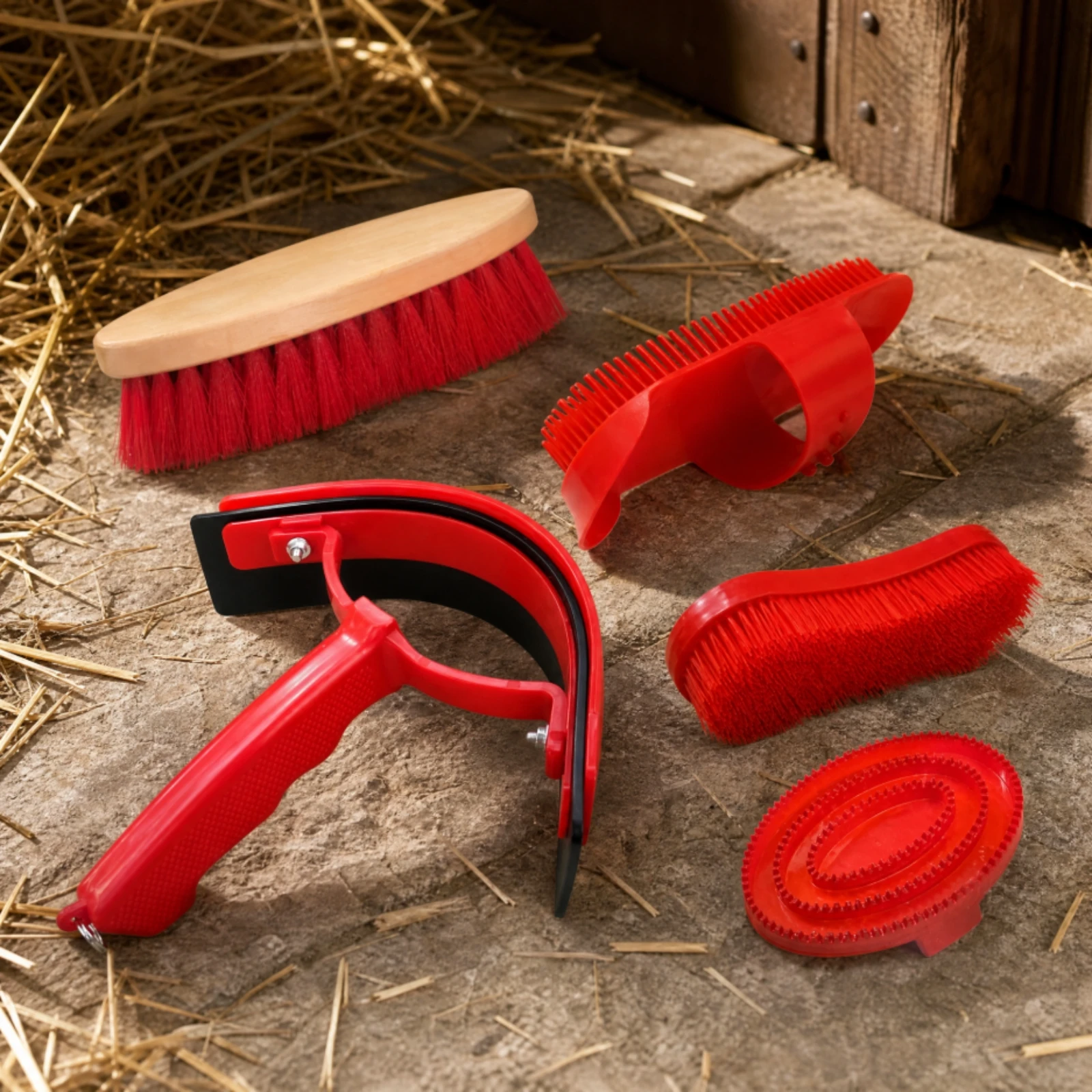 5 Pieces Horse Grooming Kit with Storage Bag Multi-Piece Horse Grooming Kit with Curry Comb Textured Grip Ergonomic for Riders view 6