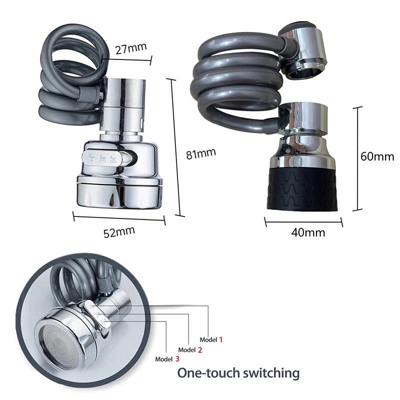 3 Modes Pull Out Faucet Extender Universal Aerator Sink Mixer Extension Tube Shower Water Saving Tap Kitchen Accessories