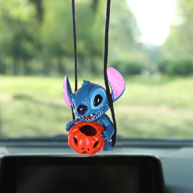 Disney Anime Movie Stitch Action Figure Model Decoration Auto Rearview Mirror Hanging Pendant Car Interior Ornaments Accessories