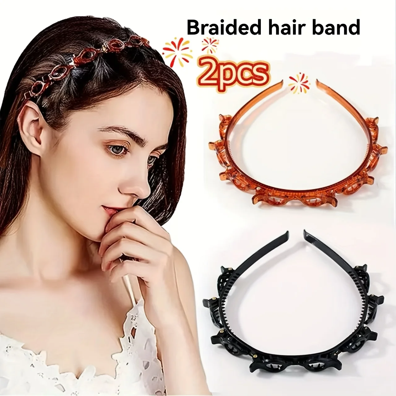 1/2 Stück. Geflochtenes Haarband mit doppelten Fransenklammern, perfekt zum Fixieren komplizierter geflochtener Frisuren. – Detail 8