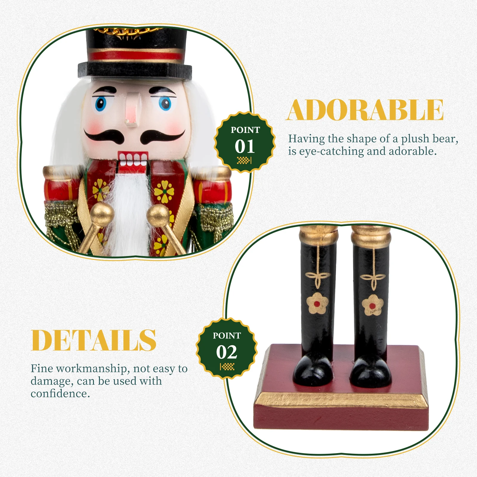 

Wooden Nutcracker Ornament Xmas Gift Desktop Decoration Craft Figure Festival Party Decor Item Xmas Nutcracker