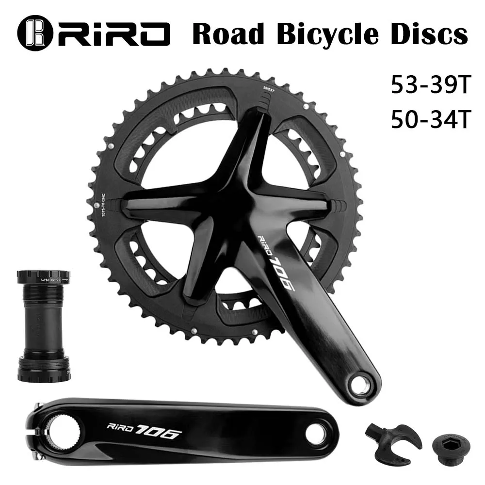 

RIRO Road Bike Integrated Crankset Crank Arms For Bicycle Hollowtech 110 Bcd Connecting Rods Candle Pe 2 Crowns 53/39 50/34