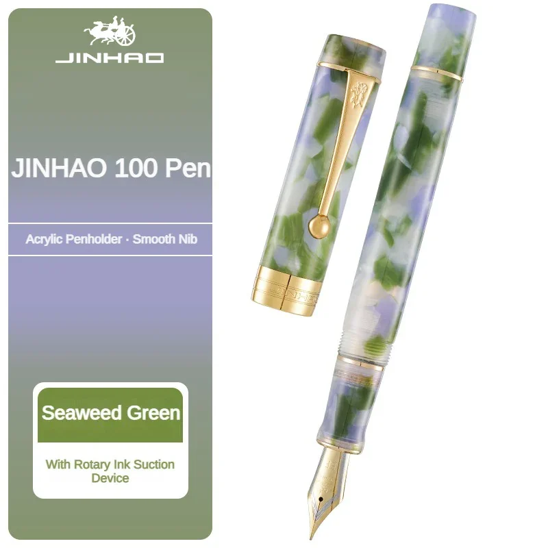 Imagem -03 - Jinhao 100 Caneta Tinteiro de Resina Centenária Caneta Luxuosa com Clipe Dourado ef f m Caneta para Escrita Material Escolar de Escritório Papelaria pk 9019