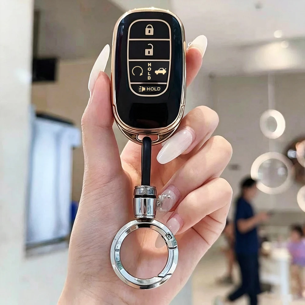 5 Buttons TPU Smart Remote Car Key Case for Honda Accord CR-V HRV Pilot Civic 2022 2023 2024 Remote Chip Keyless Keychain