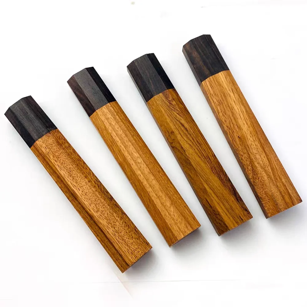 

1pcs Red Kibao + Ebony Octagonal Knife Handle for DIY Japanese Style Kitchen Knife Handle Fish Raw Knife Handle Length 115mm