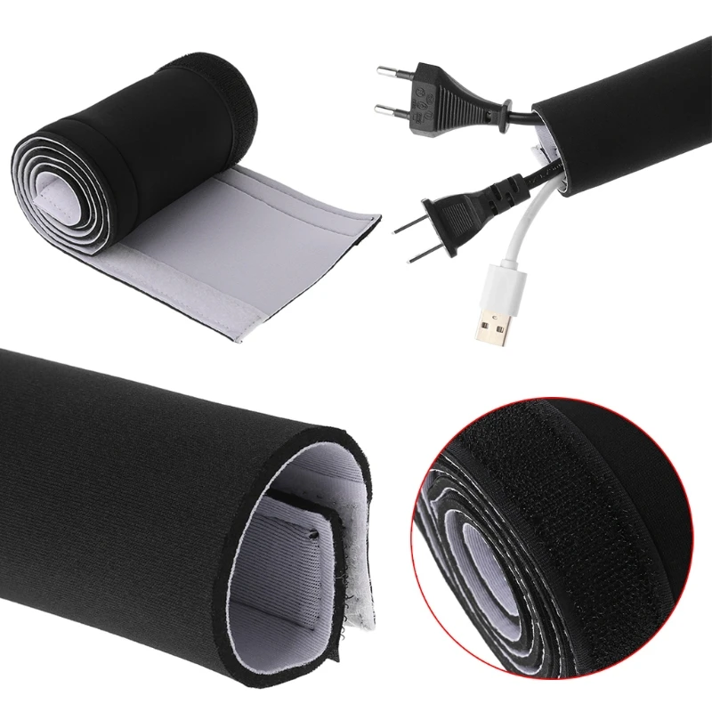 Neoprene Wrap Earphone Speaker Wire Computer Cord Hider Cover Universal Cable Management Sleeve Flexible