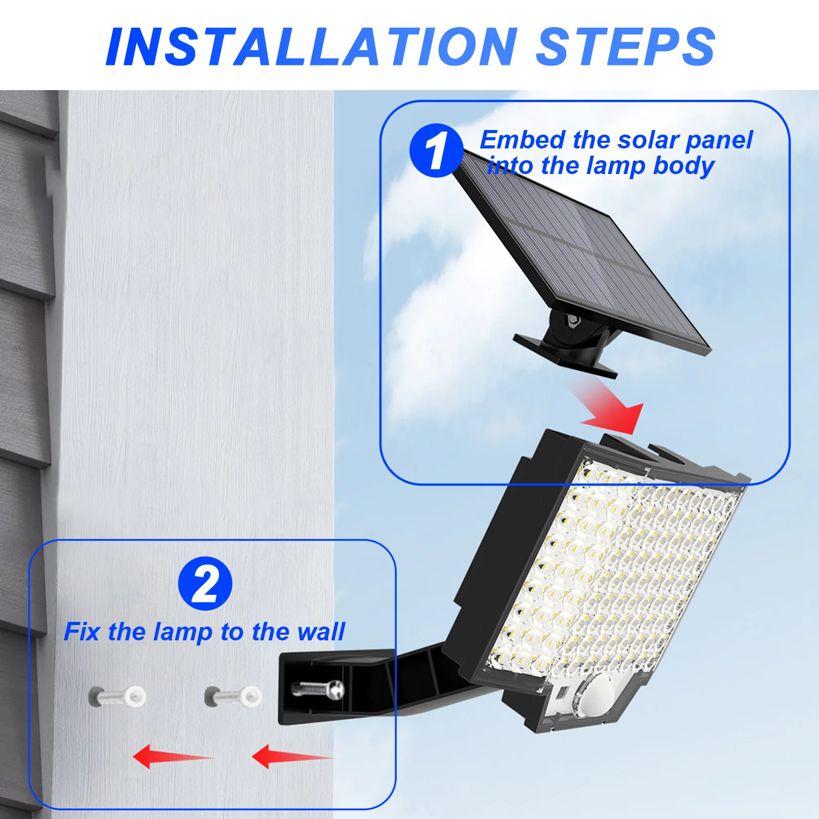 126 LED Solar Powered Motion Sensor Flood Lights with Remote,Dusk to Dawn Led Solar Security Wall Lights IP65 for Outside,Garage