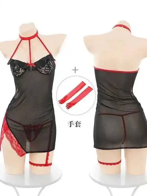 Kolor północy seksowna kontrastowa perspektywa sukienka elegancka seksowna bielizna seksowna dla kobiet siatkowa koronkowa przezroczysta słodka damska topy KL4K