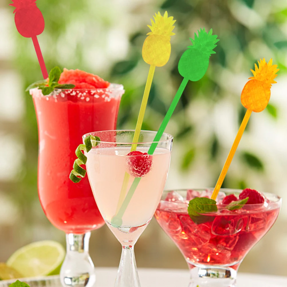 

20Pcs Colorful Cocktail Drink Stirrers Flexible PVC Non-Toxic Eco-Friendly Bar Coffee Shop Swizzle Sticks Pineapple Decoration