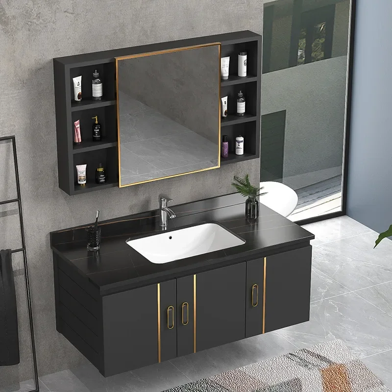 Bathroom furniture combination bathroom small apartment bathroom cabinet integrated ceramic wash basin household wash table