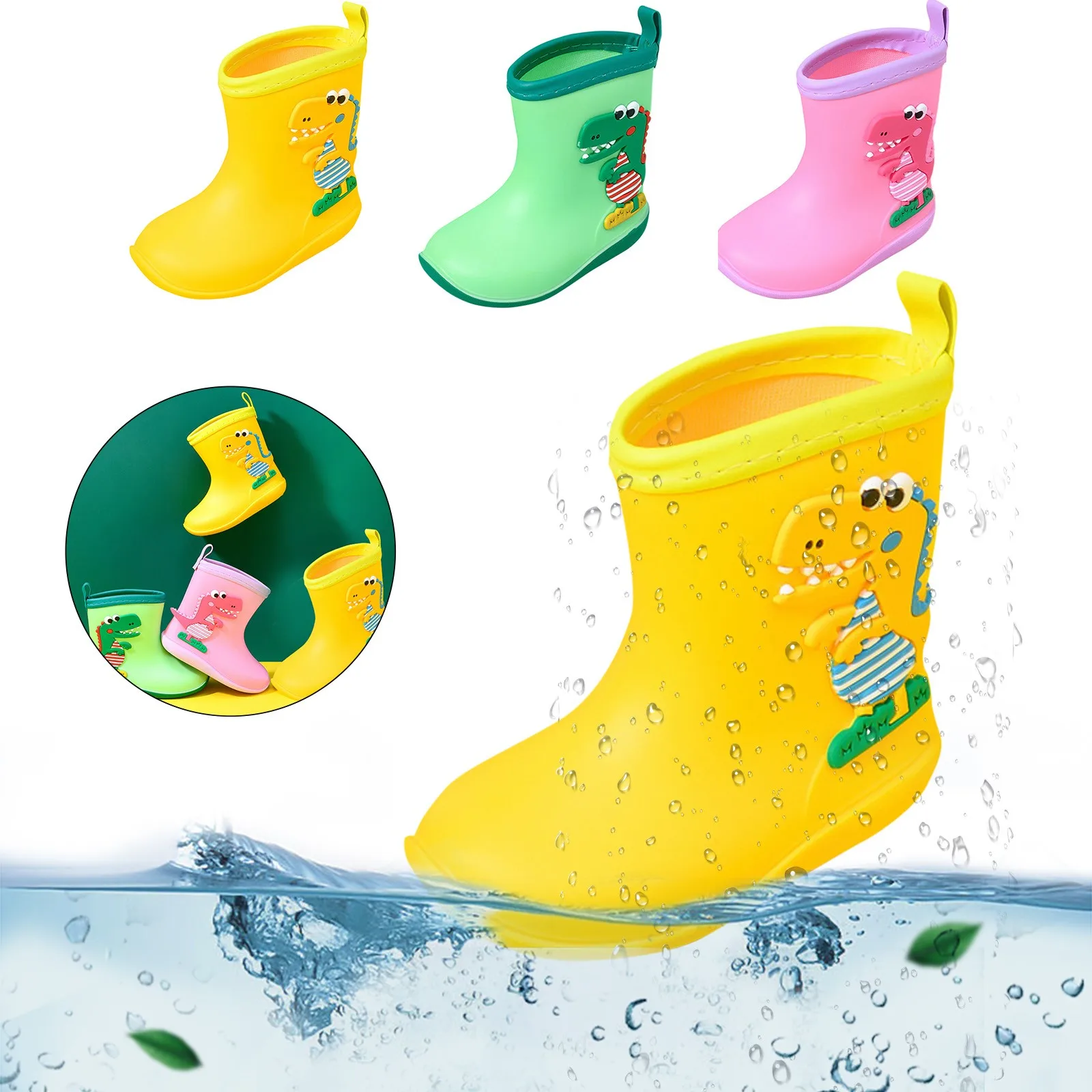 Botas impermeables para niños pequeños, zapatos antideslizantes, botas cortas de lluvia para día lluvioso, botines de goma para jardín