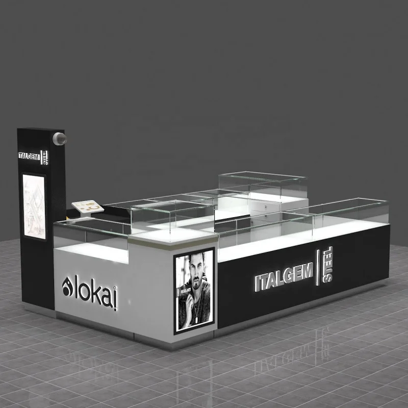 Custom, boutique jewelry display cabinet with LED light locable Jewelry Display kiosk for mall