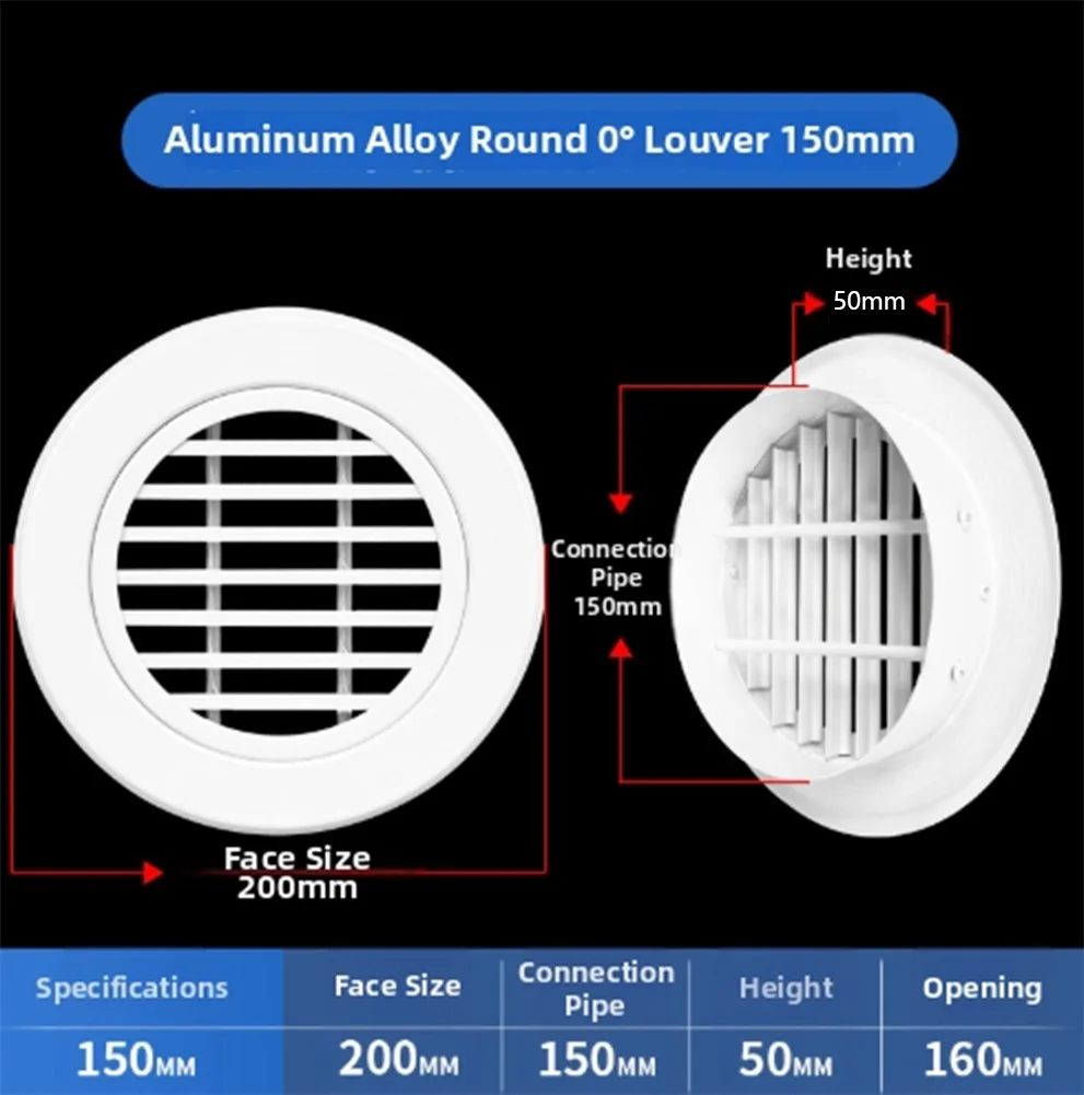 For Central AC Systems 0 Degree Louver Aluminum Louver Vent For Indoor Air Circulation White Bracket Secure Fastening System