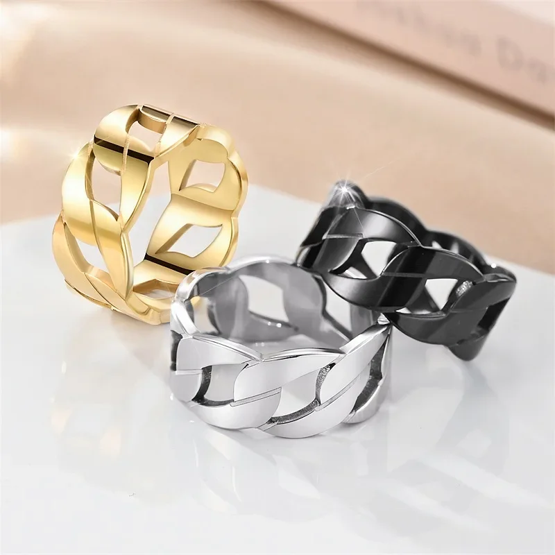 

Titanium steel ring jewelry popular rock trend chain carving ring jewelry