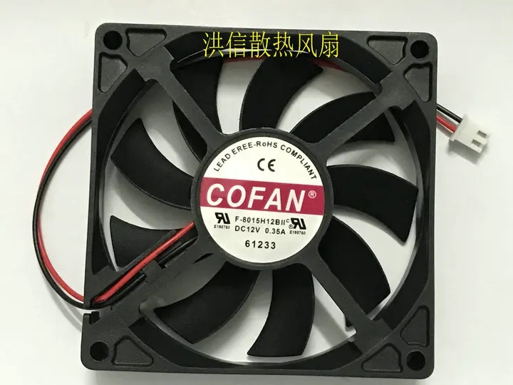 

COFAN F-8015H12BII DC 12V 0.35A 80x80x15mm 2-Wire 80mm Cooling Fan