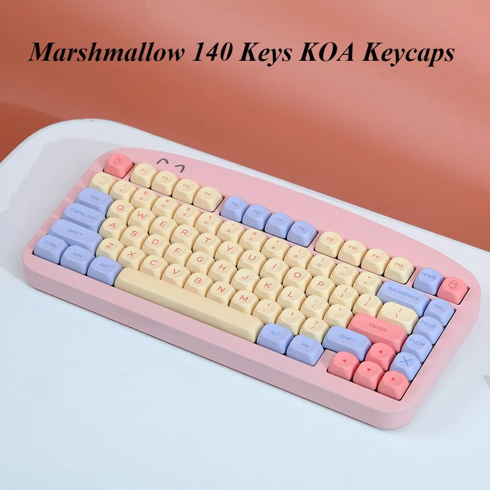 Marshmallow 140-key KOA keyboard keycaps, custom keycaps, personality, girl keycaps, mechanical keyboard accessories