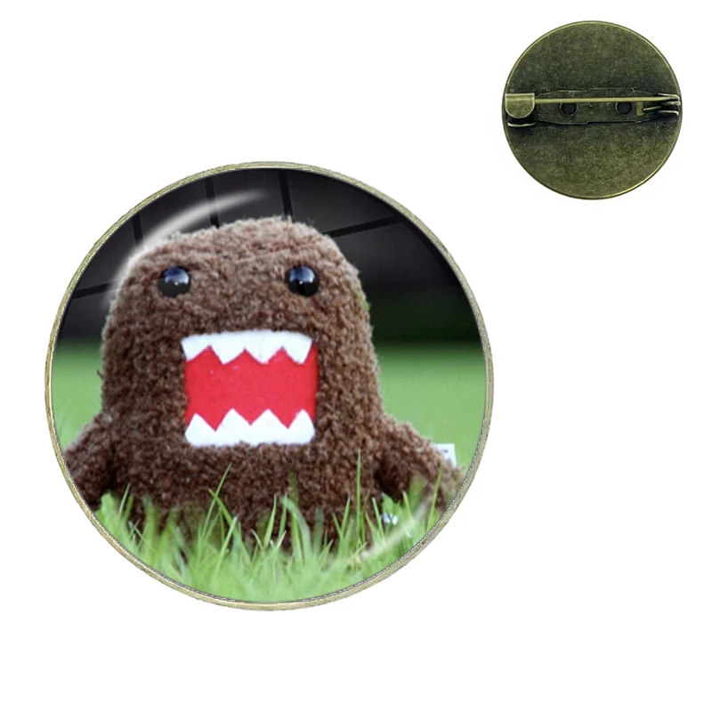 Cute Cartoon Domo Kun Pin Japanese TV Kawaii Mascot Glass Dome Pin Kids Badge Jewelry Accessories Gift