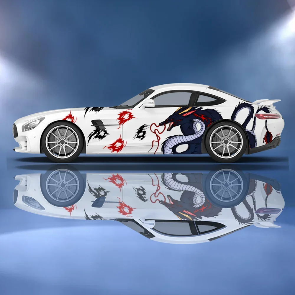 

Dragon Flame Ghost Colorful Car Vinyl Wraps Decal Self-adhesive PVC Sticker Suitable for Trucks SUV Decor Auto Accessories Gift