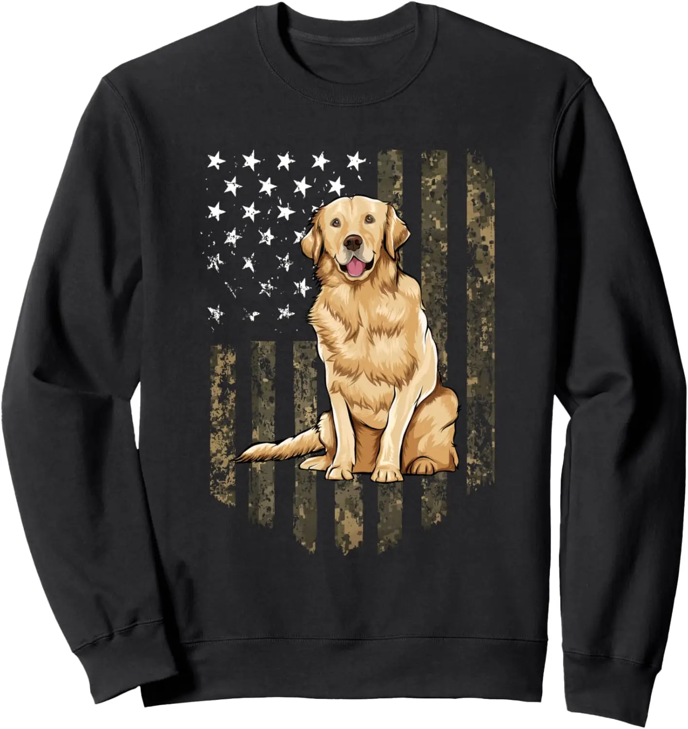 Camo American Flag Golden Retriever 4th Of July USA Sweatshirt