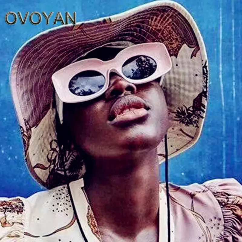 OVOYAN Rectangle Punk Sunglasses Women Square Vintage Eyewear Women/Men 2024 High Quality Sun Glasses Female Gafas De Sol Mujer