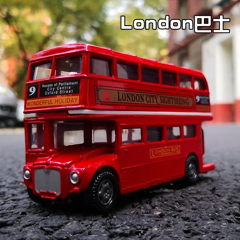 Electric London Double Deck Travel Traffic Bus Alloy Car Model Diecasts Simulation Metal Toy Passenger Car Bus Model Kids Gifts