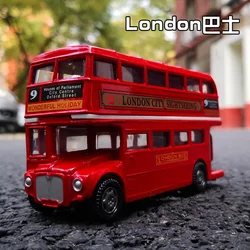 Electric London Double Deck Travel Traffic Bus Alloy Car Model Diecasts Simulation Metal Toy Passenger Car Bus Model Kids Gifts