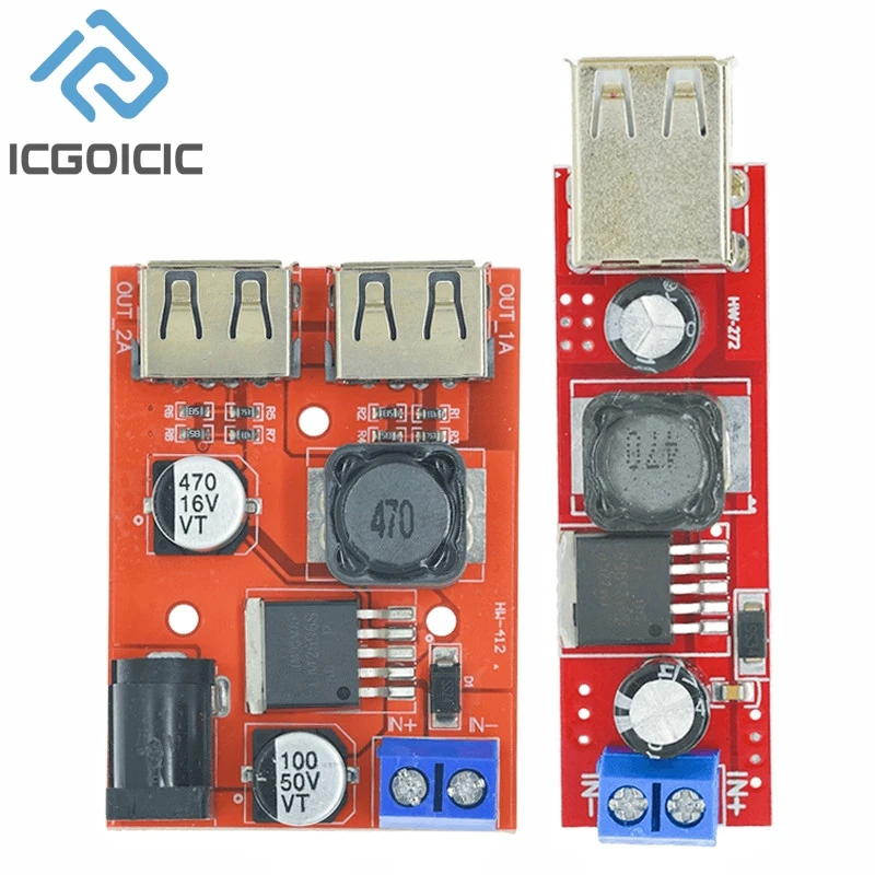 LM2596 Dual USB Output 9V / 12V / 24V / 36V Car Charger Switch 5V DC-DC Power Supply Module 3A Buck Regulator Converter