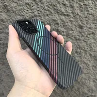 Ultra Thin Carbon Fiber Magsafe Wireless Charge Case for iPhone 16 15 14 Plus 13 12 11 Pro Max Frameless Kevlar Texture PC Cover