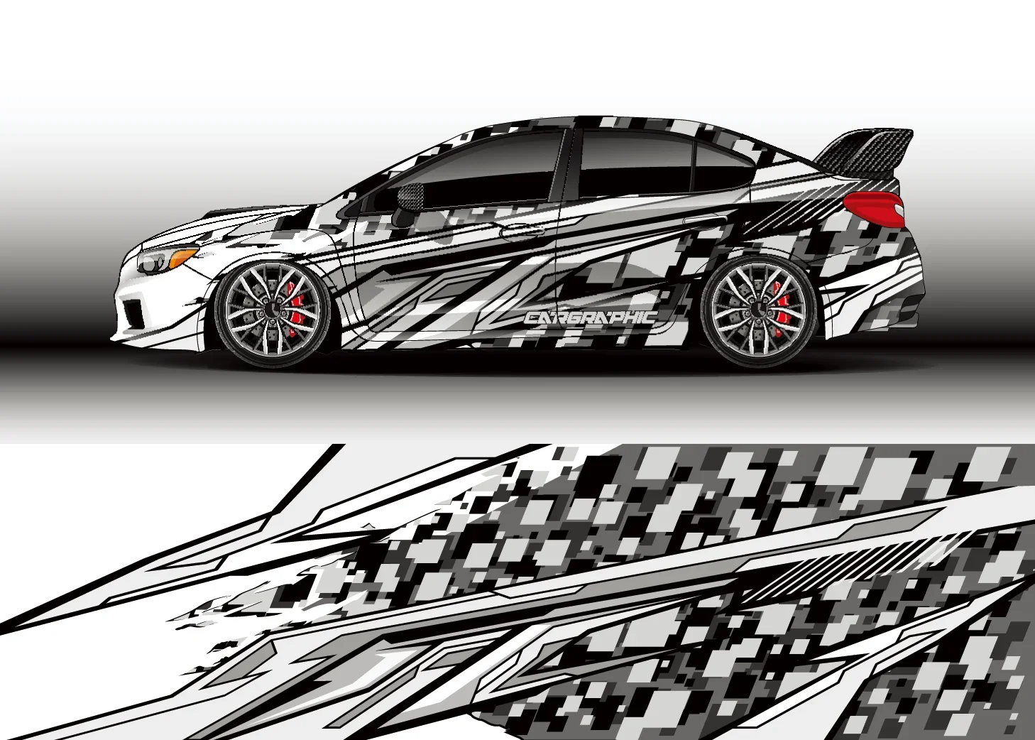 Multicolor Car Graphic Decal Vinyl Wrap Modern Design Vector Image Car Full Body Sticker High Quality Car Decal 400*60cm