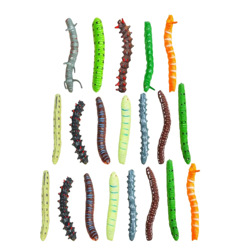 

20Pcs Realistic Plastic Crawling Worms Science Educational Learning Halloween Prank Joke Party Favors Plastic Caterpillar Model