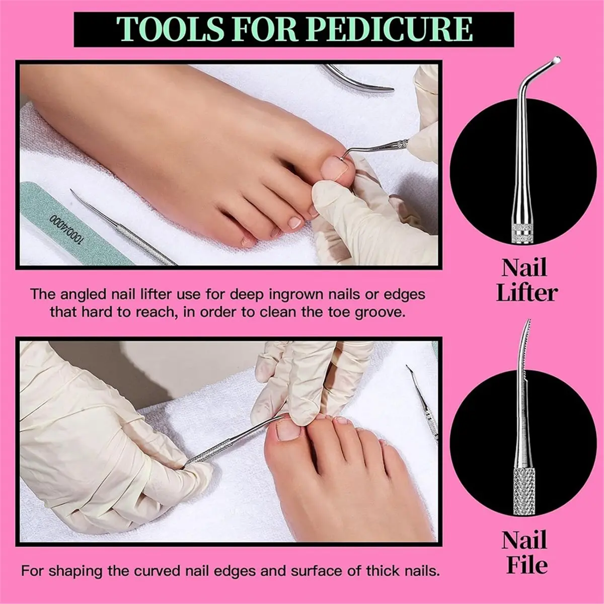 [NEW] Nail Care Kit, 100/180 Nail Files & Buffer Block, Cuticle Nippers & Pushers, Manicure Pedicure Tools for Women
