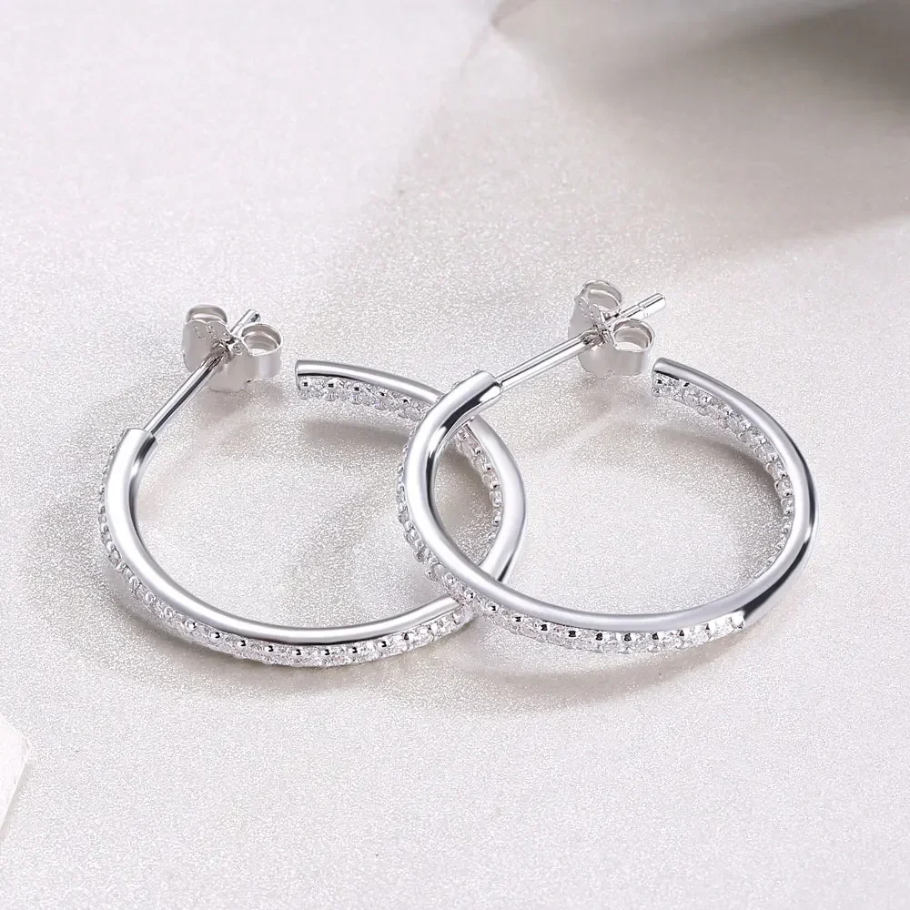 New 1.5mm D Color Moissanite Hoop Earrings for Women Wedding Party Jewelry with GRA Certified s925 Sterling Silver Earring