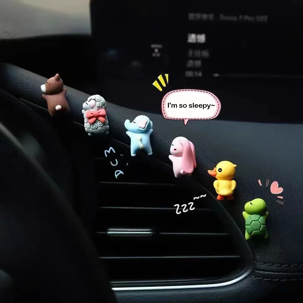 6pcs/1pcs Cute Car Ornaments Car Center Console Display Screen Car Interior Decorations Little Turtle Cute Pendant Doll Girl