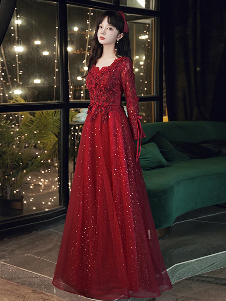 

Red Wedding Dr Ele Faionable Long Skirt for Women Engagement Par Dres High-End Sensation Summer New Arrival