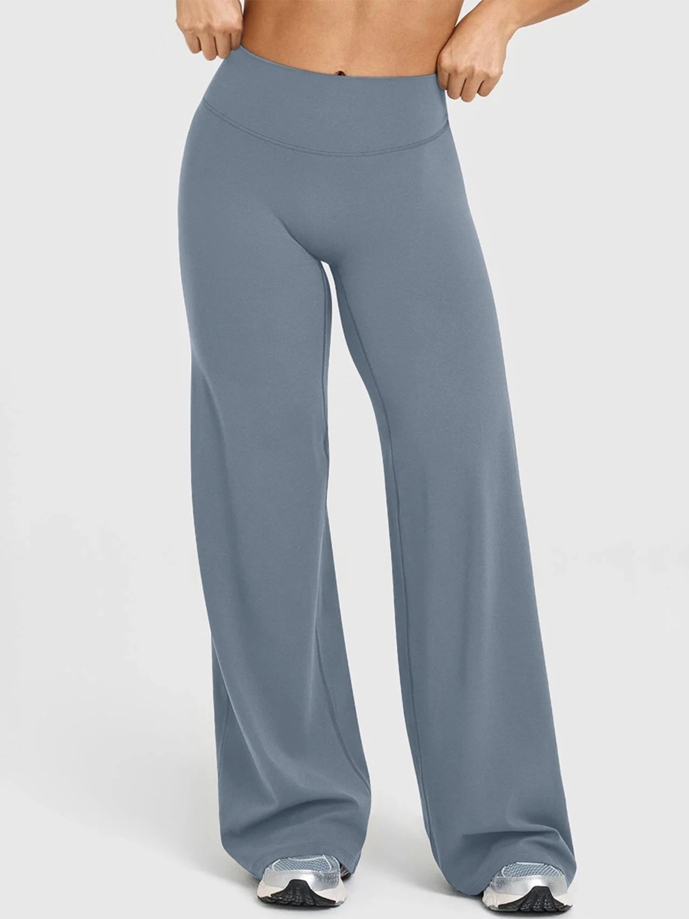 

Женские расклешенные брюки для йоги с высокой талией, прямого кроя, без видимых швов, свободного кроя для занятий спортом на открытом воздухе и повседневной носки