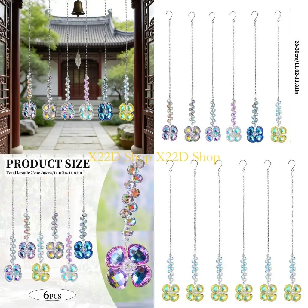 X22D 6 Piece Handcrafted White Mineral Sun Catchers with 4 Designs Wind Decors Perfect for Indoor Outdoor Spaces