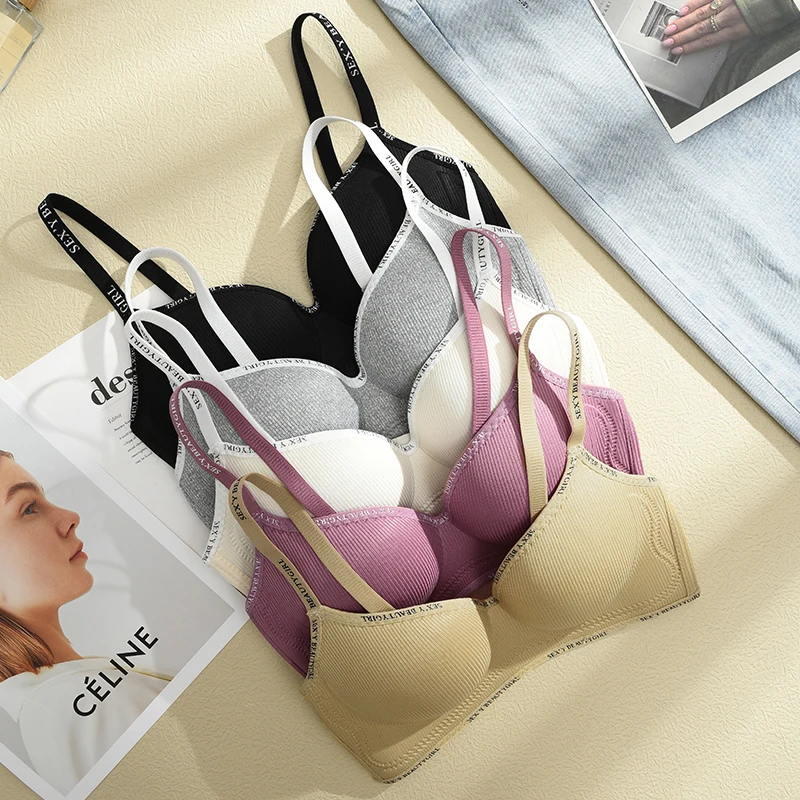 FINETOO صدر صغير مثير رفع الملابس الداخلية النساء الملابس الداخلية سلس الصدرية للنساء مريحة اليومية الصدرية سميكة Bralette 32-38AB #5