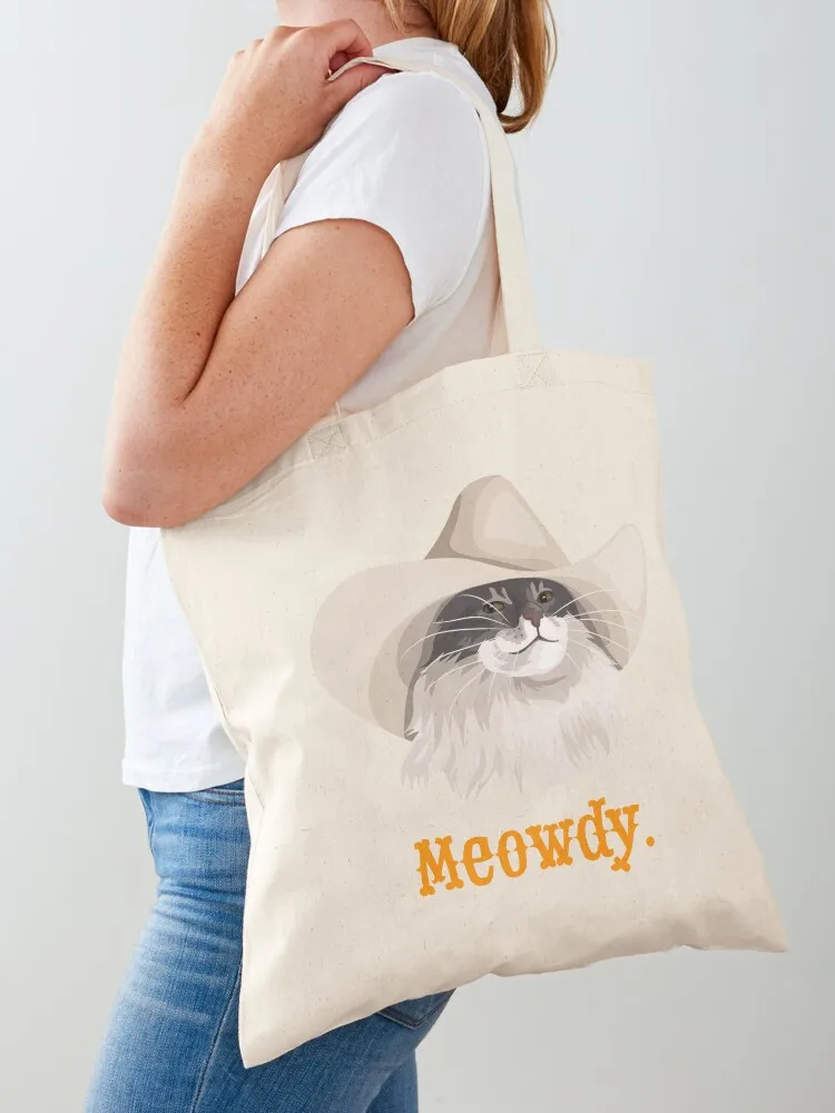 

Meowdy Cat Wearing a Cowboy Hat Meme Tote Bag Cloth bag handbag shopper bag women
