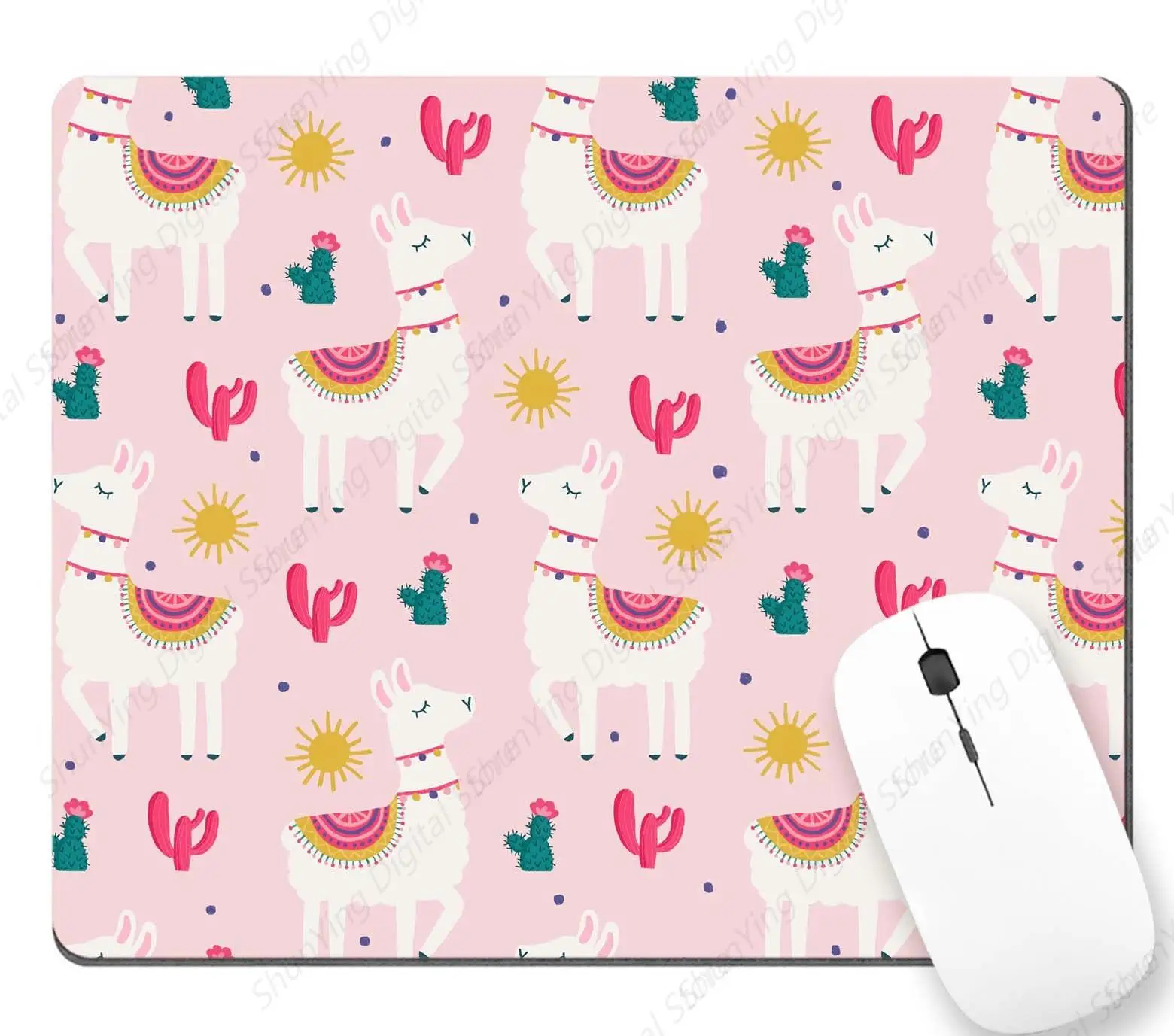 

Cute Llama Alpaca Non Slip Rubber Mouse Pad Suitable For Office And Home Laptops With Stitched Edges 25*30cm