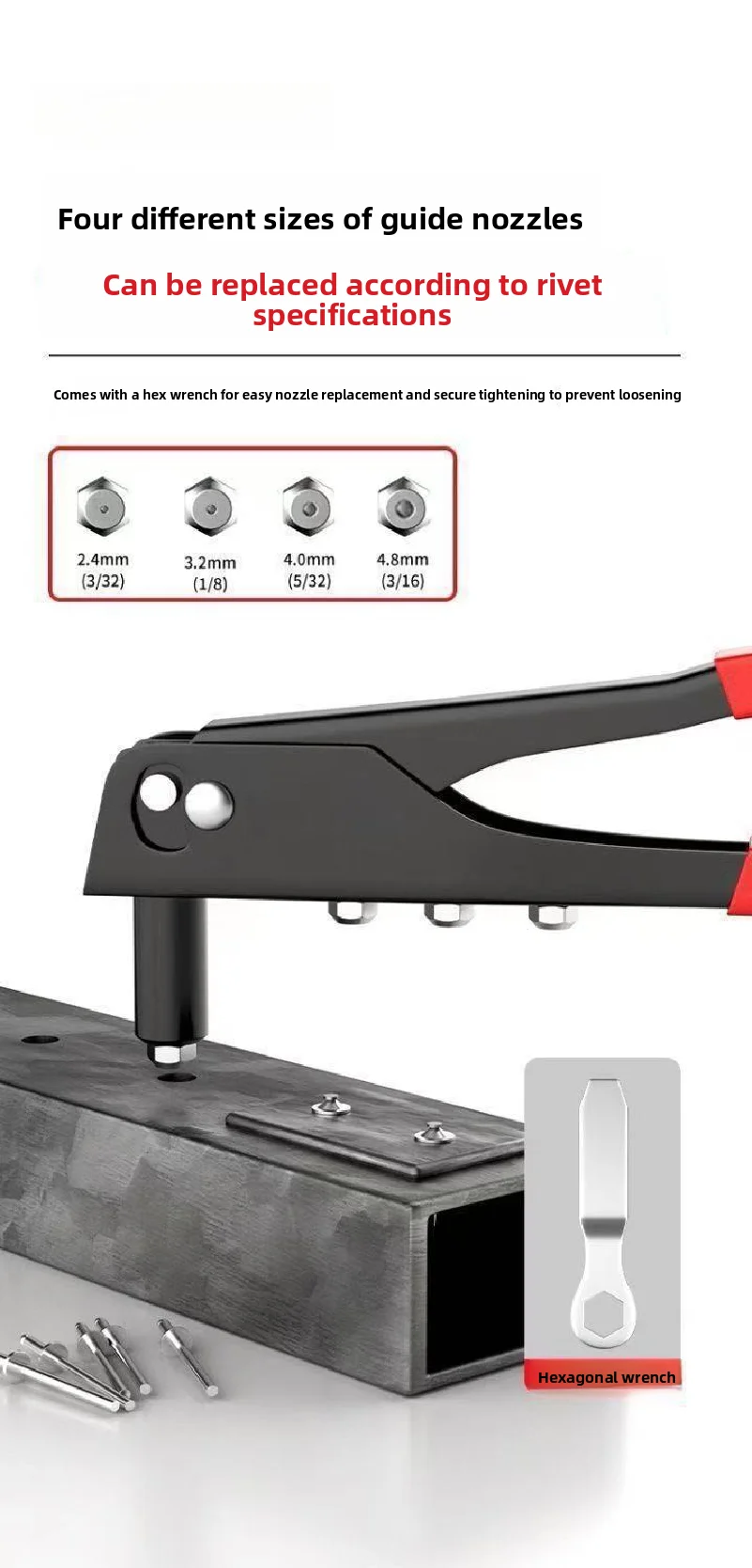 Pistola rivettatrice manuale, rivettatrice portatile piccola, rivettatrice per dadi, macchina rivettatrice, rivettatrice a tirante salva-lavoro, all'ingrosso