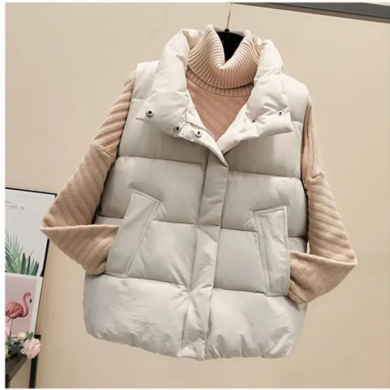 

Women's Short Puffer Vest Autumn Winter New Style Warm Cotton Jacket Slimming Outerwear Fashion Vests Clothes
