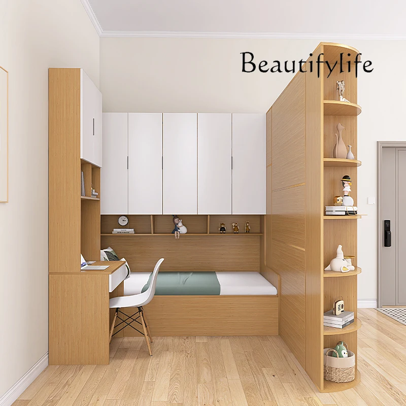 

Living room with partition bed, wardrobe, desk integrated, suitable for small apartment in foyer, bedroom room tatami bed