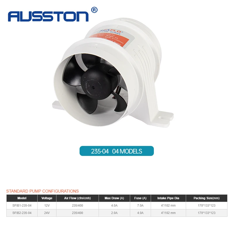 12V 40A ABS Quiet Air Blower Water สูง Air In-Line น้ำท้องเรือเป่าลมมอเตอร์พลาสติกสำหรับ Marine เรือ