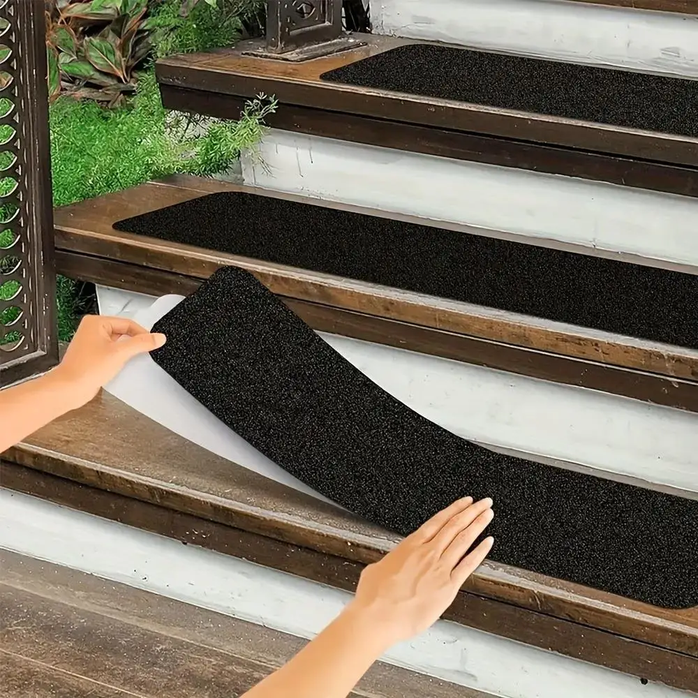 7pcs Pvc Frosted Anti Slip Stair Treads Self Adhesive Skid Step Pads Durable Protective Mats For Wooden Concrete Porch Walkway