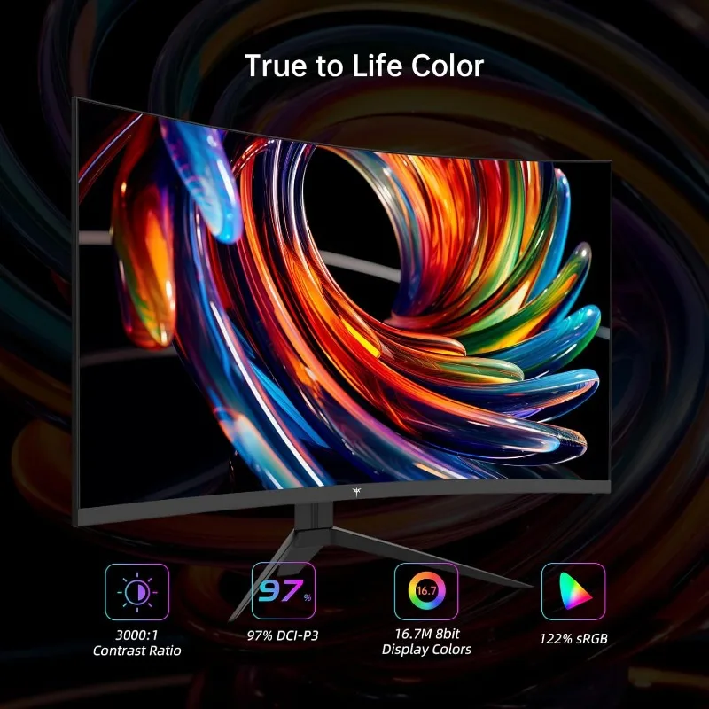 32 inch FHD 1080p gebogen gamingmonitor - VA 1500R gebogen monitor, 165 Hz 1 ms MPRT, FreeSync en G-Sync, 122% sRGB